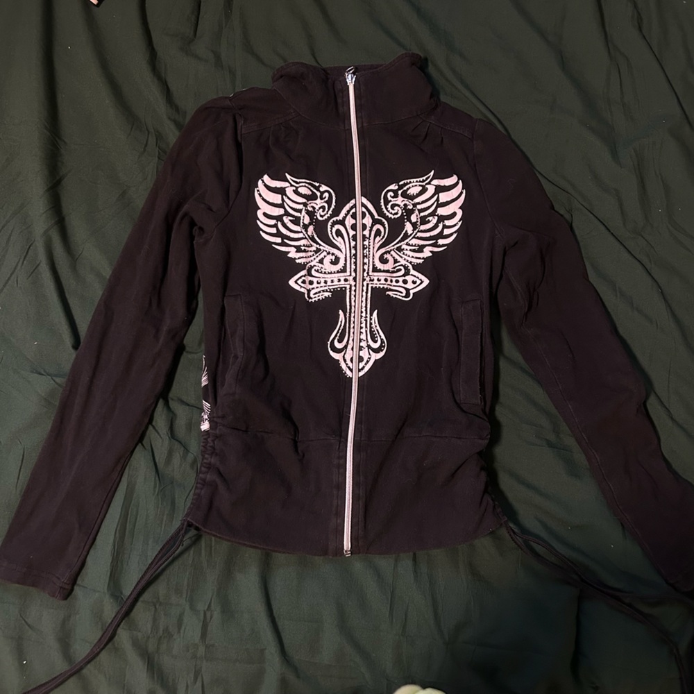 Y2K Winged Cross Rhinestone
Zip Up